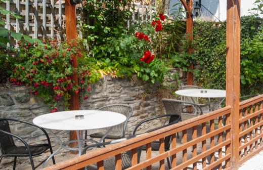 Seating area at the rear of the hotel